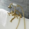 Kingston Brass AE209T7 7-Inch Tub Faucet with Hand Shower, Brushed Brass AE209T7
